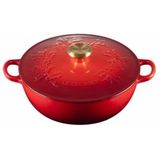 Le Creuset Marmite Holly met Goudkleurig Knop 26cm 4,1l Kersenrood Gietijzer
