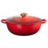 Le Creuset Marmite Holly met Goudkleurig Knop 26cm 4,1l Kersenrood Gietijzer