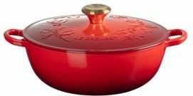 Le Creuset Marmite Holly met Goudkleurig Knop 26cm 4,1l Kersenrood Gietijzer