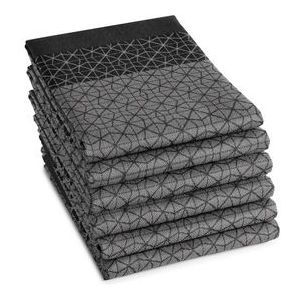 DDDDD - Chrystal - 6x Theedoek - Set van 6 stuks - Katoen - Print - 60x65 cm - Jacquard geweven - Zwart