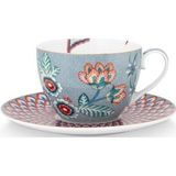 Pip Studio Flower Festival Light Blue Koffiekop 280 ml (Set van 6)