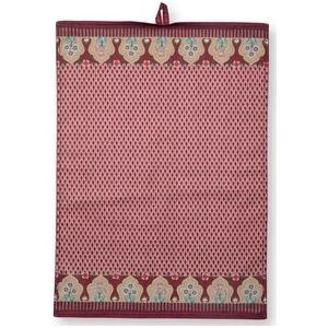 Theedoek Pip Studio Flower Festival Scallop Dark Pink 50 x 70 cm