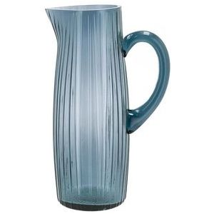 BITZ Kusintha glazen waterkan / schenkkan - 1,2 L - blauw - D 9.6 cm - H 25.5 cm