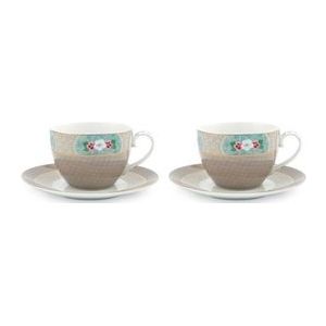 Koffiekop Pip Studio Blushing Birds Khaki 280 ml (Set van 2)