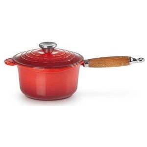 Steelpan/Sauspan Le Creuset Gietijzer met Deksel Kersenrood 18 cm