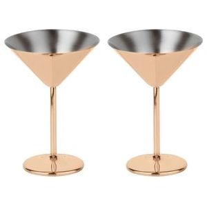 Paderno - Mirror Copper - Martiniglas - Set van 2 - Roestvrijstaal