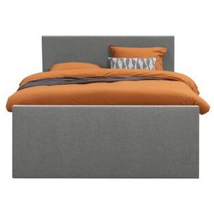 Boxspring met voetbord Liv egaal - lichtgrijs - 140x200 cm - vierkante poot - Leen Bakker