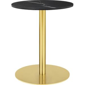 GUBI 1.0 Eettafel Rond Ø60 cm M. Messing Lampenvoet en Zwart Marquina Marmeren Blad