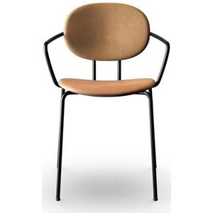 Sibast Furniture Piet Hein Eettafelstoel Zwart met Armleuningen Cognac Leer