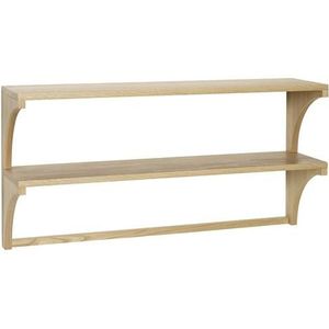 HÜBSCH INTERIOR - Wandrek van eiken, wandplank met twee schappen FSC® - 100x27xh50cm