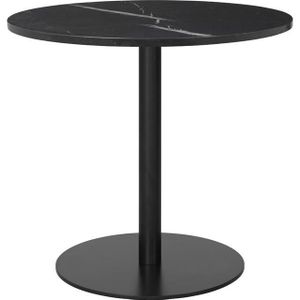 GUBI 1.0 Eettafel Rond Ø80 cm M. Zwart Lampenvoet en Zwart Marquina Marmeren Blad