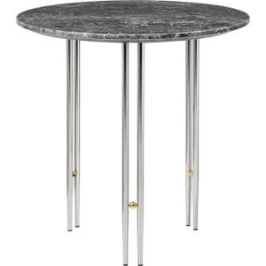 GUBI IOI Salontafel Rond Ø 50 cm M. Chroom Lampenvoet en Grijs Emperador Marmeren Blad