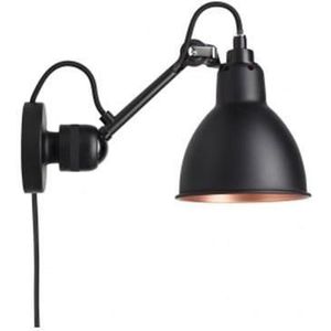 Lampe Gras N304 Wandlamp Mat Zwart & Mat Zwart/Koper Met Stekker