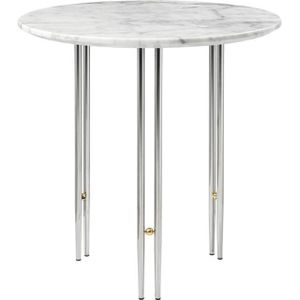 GUBI IOI Salontafel Rond Ø 50 cm M. Chroom Lampenvoet en Wit Carrara-marmer Blad