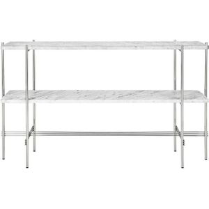 GUBI TS Consoletafel H72 2 Planken Gepolijst Staal/wit Carrara-marmer