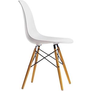 Vitra Eames Kunststof DSW Eettafelstoel Wit/Gouden Esdoorn