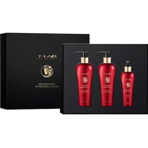 T-LAB Professional Collectie Total Protect Ritueel Set Alledaags Haar Duo Shampoo 300 + Duo Masker 300 ml + Multi Fluid Haar en Hoofdhuid 150 ml 1 Stk. (€ 80,98 / 1 stuks)