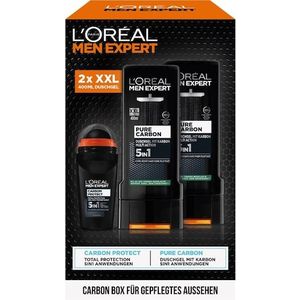 L'Oréal Paris Men Expert Collection Pure Carbon Carbon Box Carbon Protect Deodorant Roll-On 50 ml + Pure Carbon 5in1 Douchegel 2x400 ml