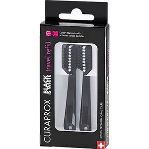 Curaprox - Travel Black is White - Vervangingsborstelkoppen - 2 Stk.