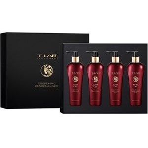 T-LAB Professional Collectie Aura Oil Set voor het hele lichaam Duo Shampoo 300 ml + Duo Treatment 300 ml + Absolute Wash 300 ml + Absolute Cream 300 ml