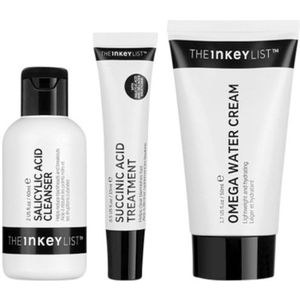 The INKEY List Gezicht Reinigers Clearer Skin Starts Here Salicylic Acid Cleanser 60ml + Succinic Acid Treatment 15ml + Omega Water Cream 50ml + Hydrocolloid Invisible Pimple Patches deluxe sample (12 pcs)​ 1 Stk. (€ 22,95 / 1 stuks)