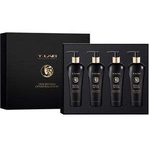 T-LAB Professional Collectie Royal Detox Set voor het hele lichaam Duo Shampoo 300 ml + Duo Treatment 300 ml + Absolute Wash 300 ml + Absolute Cream 300 ml