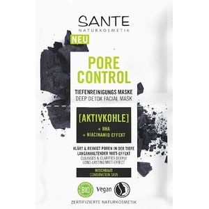 Sante Naturkosmetik - Pore Control - Gezichtsmasker - Actieve Kool - BHA & Niacinamidecomplex - 1 x 8 ml