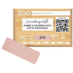 Zao - Ogen - Eyeshadow & Primer Refill - Rectangular Eyeshadow - Matt 208 Pink Nude