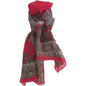 Hardroze crêpe voile sjaal met paisley print