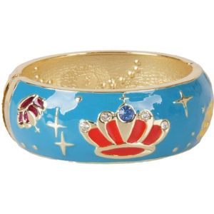 Turquoise goldtone geëmailleerde scharnier armband