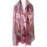 Oudroze zijden sjaal/stola met aquarel bloemenprint