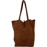 Suede shopper in cognac