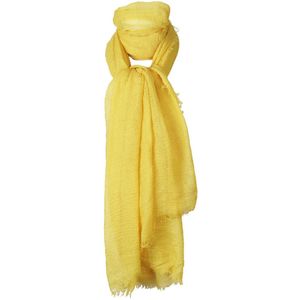Gele sjaal met rafel franjes
