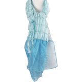 Licht turquoise organza sjaal met gesmokt middendeel