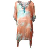 Voile kaftan in de kleur zalm en mintgroen