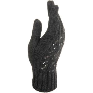 Antraciet grijze handschoenen met strass-steentjes