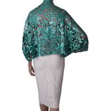 Turquoise bolero stola met driekwart mouwen