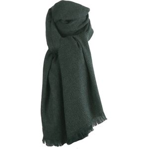 Legergroene wol-blend sjaal met geweven stippen patroon
