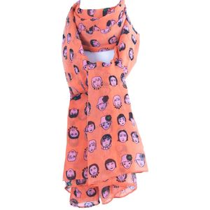 Zalm roze sjaal met fashion thema