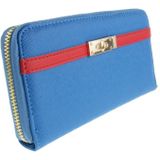 Blauwe zip around boFF portemonnee met rood sierstripje en goudkleurige details