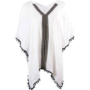 Kaftan in wit met zwarte pompoenband