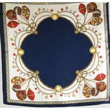 Donkerblauwe zijden sjaal met ornament print