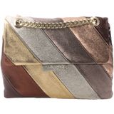 Leren regenboog tas in bruin-goud - XL