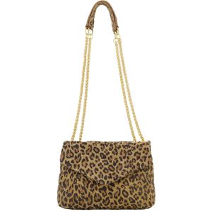 Suède tas met leopardprint