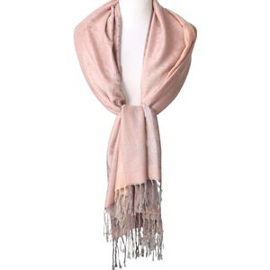 Pashmina sjaal in licht-oudroze met floral patroon