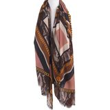 Sjaal met mixed print in oudroze en bruin