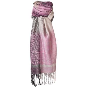 Pashmina sjaal met kleurverloop in lichtroze