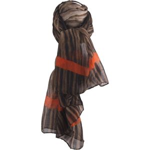 Luchtige tijgerprint sjaal in taupe en oranje