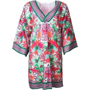 Lange tuniek met floral print in groen