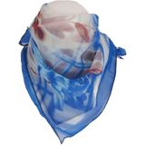 Blauwe crêpe voile sjaal met bloemenprint